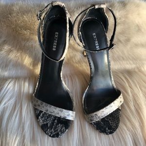 Faux Snake Print High Heeled Sandals